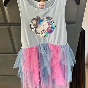 Pinky Sequin Unicorn Dress with Tulle